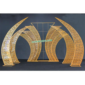 Vente en gros d'écrans arrière en métal pour scène de mariage à bas prix Accessoires en métal pour scène de mariage Murs arrière en métal doré pour cérémonie de mariage - Product Image 1