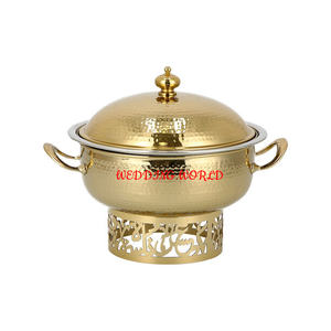 Juego de tres ollas de diseño de mármol cazuela hecha a mano de primera calidad forma redonda nuevo calentador de alimentos de Metal de lujo - Product Image 6