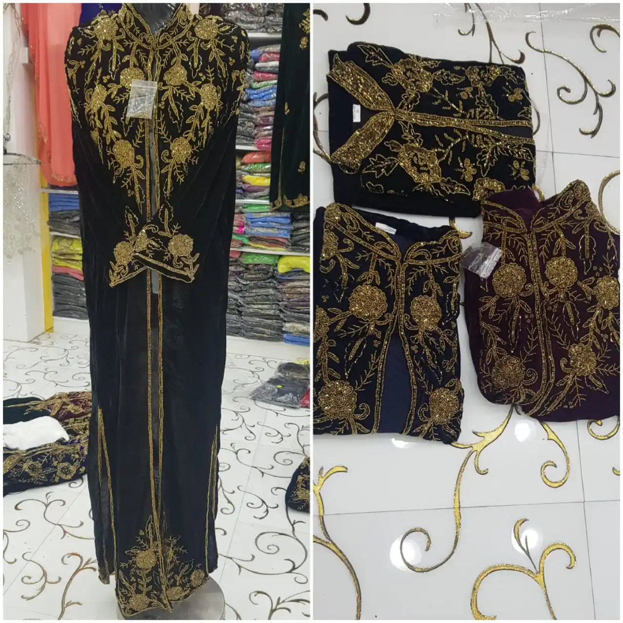 Desain Kualitas Tinggi Farasha Kaftan Abaya Kupu-kupu Dubai Abaya Kaftan Ditarik Oleh Manik-manik dan Pekerjaan Kristal