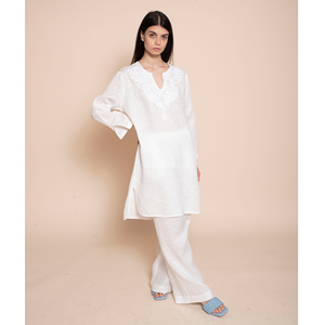Pantalones de lino 100% puro de la mejor calidad italiana con bolsillos franceses, pierna ancha y corte en cuña en la parte trasera. Para el día de hoy - Product Image 4