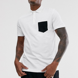 เสื้อโปโลแขนสั้นสำหรับผู้ชาย,เสื้อโปโลผ้าฝ้ายสีขาวบริสุทธิ์ดีไซน์กระเป๋าสำหรับผู้ชาย - Product Image 2