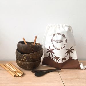 High Quality Vietnam Set Sustainable <b>Coconut</b> <b>Bowl</b> and Spoon with Pouch Country-Style Design Eco Friendly <b>Bowls</b> - Product Image 1