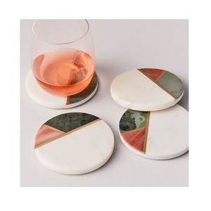 Dessous de verre de forme ronde en marbre et résine Tasse à thé Tasse à café Dessous de verre pour accessoires de table et de cuisine - Product Image 1