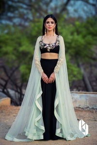 NEW BEAUTIFUL EMBROIDERY on LEHENGA, <b>BLOUSE</b> WITH STYLISH SLEEVES DRESS--for Party-WEAR & WEDDING @ 2021 - Product Image 2
