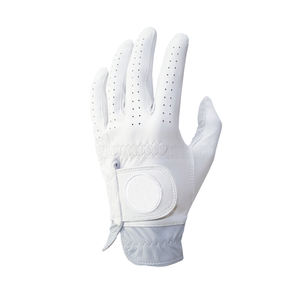 Gants de golf en cuir de mouton Cabretta pleine fleur, blancs avec revers gris, sensation douce et confortable, pour homme, main gauche, pour sports de plein air - Product Image 1