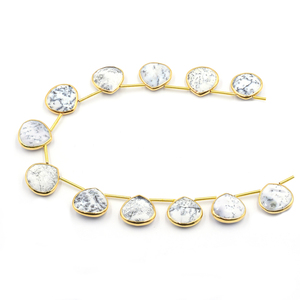 Opale dendritique en forme de cœur, sertie d'argent, 13 à 15 mm, plaqué or, côté supérieur percé, 12 perles par brin - Product Image 6