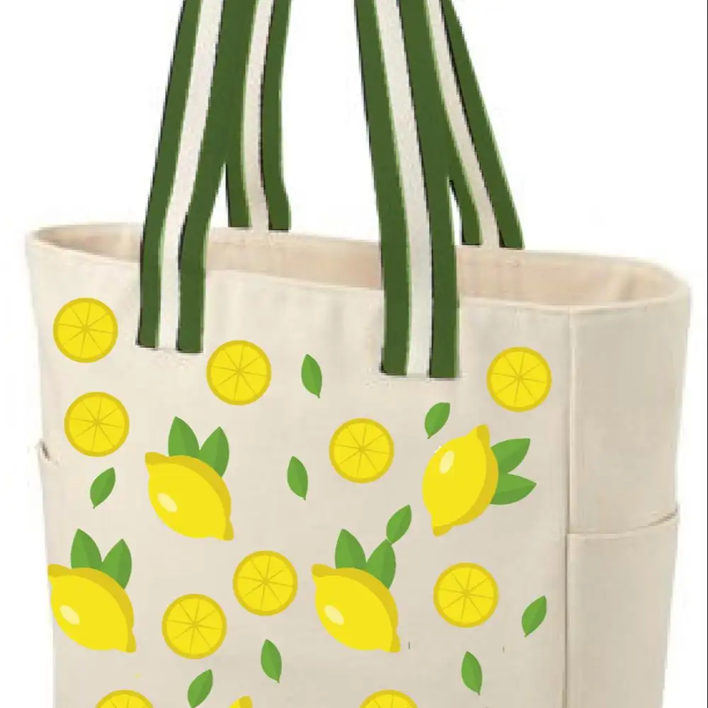 Gute Qualität Obst Muster Digitaldruck Taschen Leinwand Tasche Baumwolle Leinwand Tasche für Frauen Werbe geschenk Shopping Griff Tasche