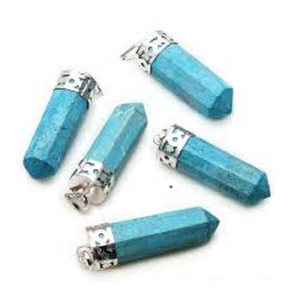 Colgante de cristal de alta calidad turquesa azul howlita punto piedra preciosa lápiz cristal Hexagonal punto joyería collar mayorista - Product Image 2