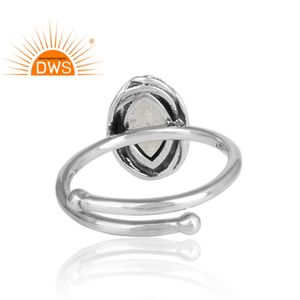 Anillo de plata de primera ley y cuarzo para mujer, sortija, plata esterlina 925, gema, piedra preciosa, diseño oxidado, chica - Product Image 4