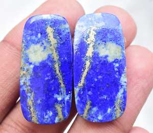 Boucles d'oreilles Lapis Lazuli et œil de tigre, coréennes, tendance, - Product Image 5