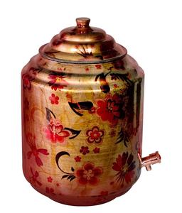 Vaisselle Imprimé Cuivre Refroidisseur D'eau Pot En Gros De Stockage D'eau Pot Stand Martelé À La Main En Cuivre Distributeur D'eau Pour La Maison - Product Image 1