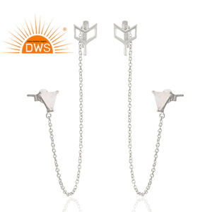 Lovely Rainbow Gemstone <b>Earrings</b> Supplier Fine Sterling Silver 925 Long Chain <b>Ear</b> <b>Cuff</b> <b>Earrings</b> Jewelry Classic Collection - Product Image 1