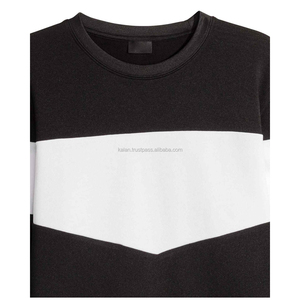Sudadera con cuello redondo de algodón 100% para hombre con estampado personalizado KISSM2 tejido de punto de invierno suave tejido sólido negro blanco patrón estilo de bloque - Product Image 3