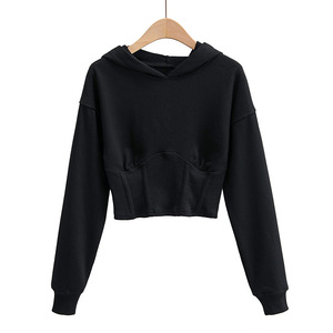 Sweat à capuche pour femme, sweat-shirt design personnalisé de haute qualité, haut court - Product Image 1