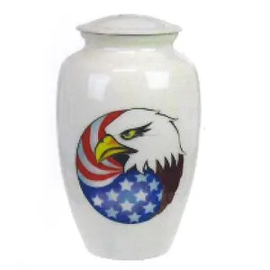 Elegant Patriotic Eagle Adult Classic Funeral Memorial Cremation Urn for Human Ashes Handmade in Aluminum