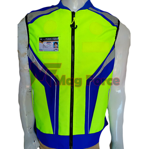 Gilet de sécurité réfléchissant haute visibilité fabriqué en usine, veste sans manches à fermeture éclair intégrale avec poches pour adultes - Product Image 3