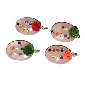 Pendentifs ovales pour chakras, en Quartz Rose, bon rapport qualité/prix - Product Image 1