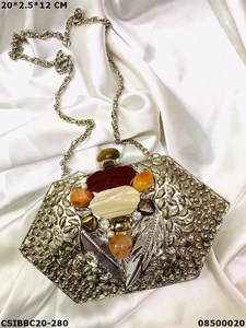 Stylish Brass Mother of Pearl <b>Clutch</b> Bag | Handmade Designer Bridal Evening Ladies <b>Wedding</b> Brass MOP <b>Clutches</b> - Product Image 5