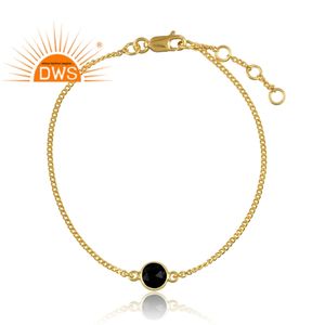 ธรรมชาติสีดำนิลพลอยเสน่ห์สร้อยข้อมือเงินสเตอร์ลิงสร้อยข้อมือชุบทองธรรมชาติพลอยผู้ผลิต - Product Image 2