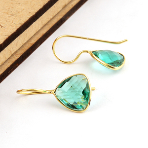 Boucles d'oreilles personnalisées à la mode pour filles, en forme de tricycle de 12mm, en apatite quartz, pendentif, plaqué or/argent, ensemble, à la mode - Product Image 3