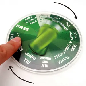 New arrival beer bottle funny game design on round spinning plastic coaster