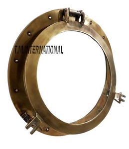 Antique <b>Brass</b> <b>Mirror</b> Porthole 18 Inch Wall Hanging Pirates Boat <b>Mirror</b> Home Office Decorative & Christmas Gift Item - Product Image 2