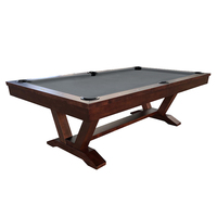 Mesa de Billar de Madera Sólida de Caoba y Teca Hecha en Indonesia, de 9/8/7 pies, Moderna, Personalizada, con Base de Pizarra y Bolsillos de Cuero, en Oferta