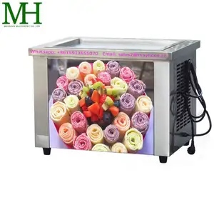One Year Warranty Cold Stone Table Fry Ice Cream Rolls Machine With Factory Price Single Pan Thai Fried Ice Cream Roll Machine