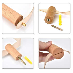 Portarrollos de papel tisú con cinturón de madera y cuero, soporte de diseño Simple, accesorios de baño, soporte de mesa razonable - Product Image 5