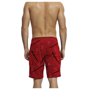 Pantalones cortos deportivos informales para gimnasio para hombre, decoración con cremallera, cierre de cordón, función antiarrugas, método de tejido de punto - Product Image 2