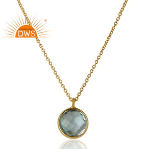 925สร้อยคอจี้พลอยโทแพซสีฟ้าธรรมชาติเงินสเตอร์ลิงสำหรับผู้หญิงผู้ผลิตเครื่องประดับ - Product Image 2