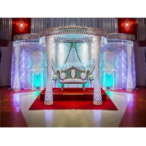 Imposing White Crystal Wedding Mandap Decor Trending Crystal Decorated Mandap for Wedding Regal Style White Wedding Mandap Decor - Product Image 1