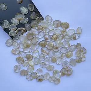 หินรูไทล์สีทองธรรมชาติ10มม. 20มม. 30มม. พลอยชิ้นตัดลายดอกกุหลาบสำหรับการตั้งค่าเครื่องประดับทำสร้อยคอจี้ DIY - Product Image 1