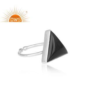 Triangular Black Onyx <b>Ring</b> 925 Sterling Fine Silver <b>Ring</b> Jewelry Supplier <b>Adjustable</b> <b>Ring</b> Gemstone Jewelry Wholesaler - Product Image 3