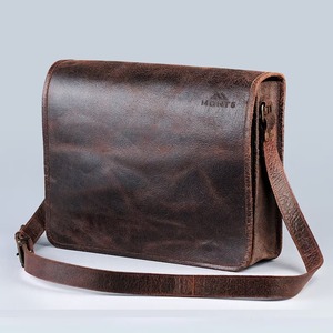 Vintage Brown Leather <b>Messenger</b> <b>Bag</b> Button Embroidery Men's Women's Work Shoulder <b>Bag</b> Crossbody Satchel for Summer Dress <b>Laptop</b> - Product Image 2
