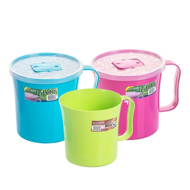 Elianware Microwavable & Portable Soup Container or Mug with Lid cover and handle. Plastic Cup in 2 sizes 600ml & 1100ml)