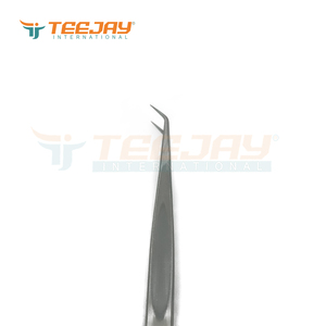 Pince à épiler pour Volume et Isolation des cils, en argent poli, outil professionnel, 14cm, 45 degrés - Product Image 2