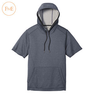 Sudadera con capucha de algodón de doble capa personalizada para hombre, jersey de invierno con logotipo bordado, sudadera de manga corta - Product Image 4
