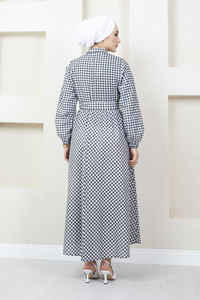 Robe à voile à motif vichy, vêtements islamiques, robes turques, mode modeste, abaya, tunique, hijab, robe modeste - Product Image 3