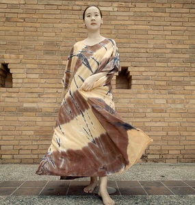 Vestido largo tipo caftán para mujer, vestido veraniego con estampado Tie-dye - Product Image 3