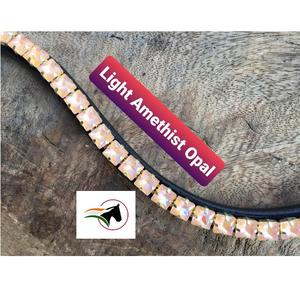 Cinta Frontal Ecuestre de Lujo para Caballos, 8 mm, Cristal de Ópalo Amatista Claro, Cuero de Alta Calidad, Diseño Ondulado, Cierre de Cinta Adhesiva Abierta - Product Image 2