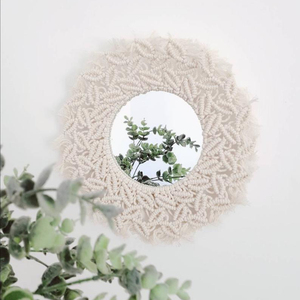 Miroir décoratif personnalisé en cordon de coton fait main, motif feuille, haute qualité, pour décorer votre maison - Product Image 1