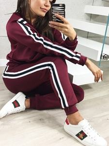 EVERGLOW-chándal informal de manga larga a rayas para mujer, chándal de Color puro con bolsillo y cremallera - Product Image 5