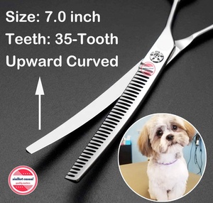 Tijeras profesionales para acicalamiento de perros, herramienta curvada para el cuidado de mascotas, adelgazamiento, mezcla, Japón, acero inoxidable 440C, 7,0" - Product Image 4