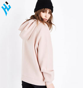 Sudadera con capucha para mujer, de algodón 100%, con logotipo impreso personalizado, talla grande, Color sólido - Product Image 2