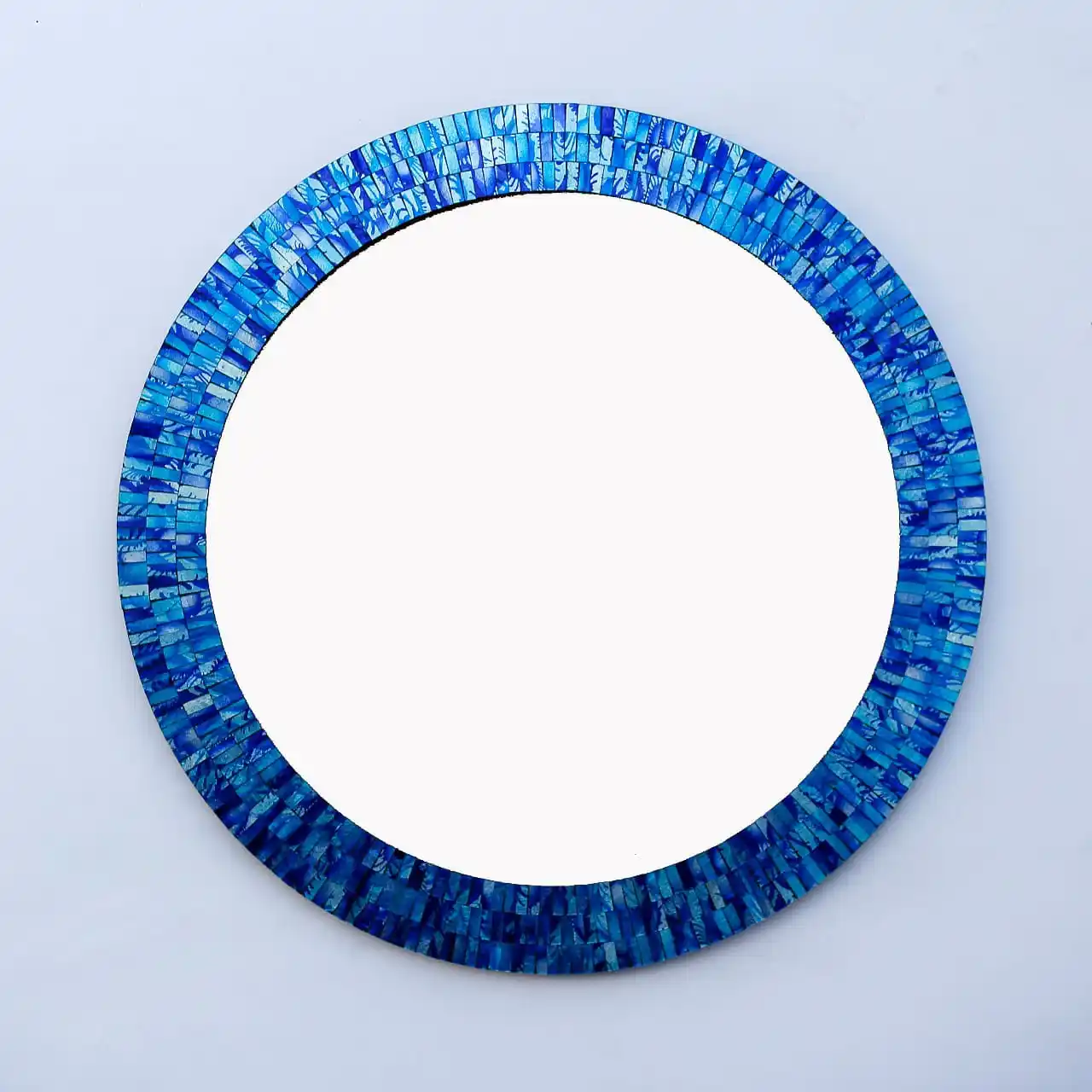 Miroir mural rond en verre bleu, mosaïque à effet rugueux, à usage domestique et d'hôtel