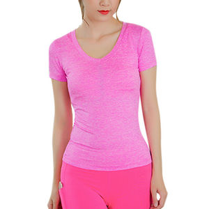 Compression T Shirt for Ladies Women Gym Yoga Sports Fitness Tee Slim Jogging Top Blouse with High Quality <b>Material</b> & Printing - Product Image 1