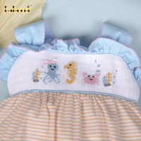 Ensemble barboteuse smockée pour bébés filles 100% coton biologique - Certifié OEKO-TEX, non toxique, ignifuge, été, vente en gros