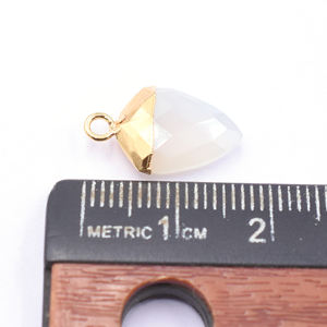 Chalcedony Faceted 17-19mm Brass Pendant Shield Shape Gold Plated with Bail Jewelry Findings & Components - Product Image 2
