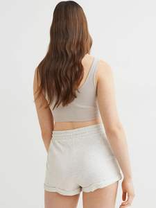 Pantalones cortos deportivos de fitness para mujer de secado rápido con estampado personalizado OEM 300 Gsm algodón Terry transpirable estilo francés - Product Image 3